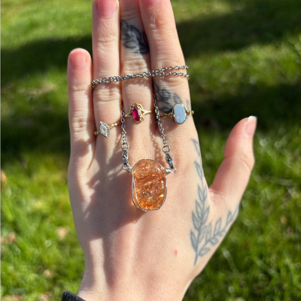 Orange Crackle Quartz Interchangeable Necklace - image 4